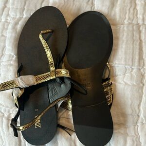 NWT Zara gold and black sandals